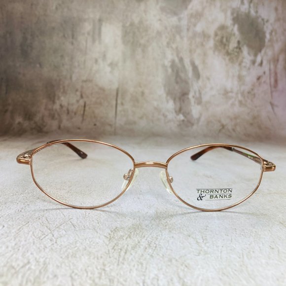 Thornton & Banks Oval Gold & Taupe Brown Eyeglasses Glasses Frames NWOT main image 11